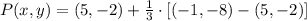 P(x,y) = (5,-2) + \frac{1}{3}\cdot [(-1,-8)-(5,-2)]
