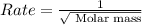 Rate=\frac{1}{\sqrt {\text { Molar mass}}}