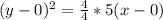 (y - 0)^2 = \frac{4}{4} * 5(x - 0)