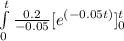 \int\limits^t_0} \frac{0.2}{-0.05} [e^{(-0.05t)}]^t_0