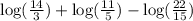 \text{log}(\frac{14}{3})+\text{log}(\frac{11}{5})-\text{log}(\frac{22}{15})