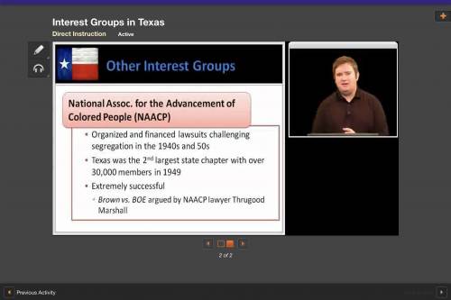 Which of the following was an activity of the NAACP?

a Supporting environmental issues in Texas' na