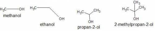 Explain and rank the order of oxidation of methanol, ethanol, 2-propanol, 2-methyl-2propanol reactin