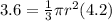 3.6=\frac{1}{3} \pi r^2(4.2)