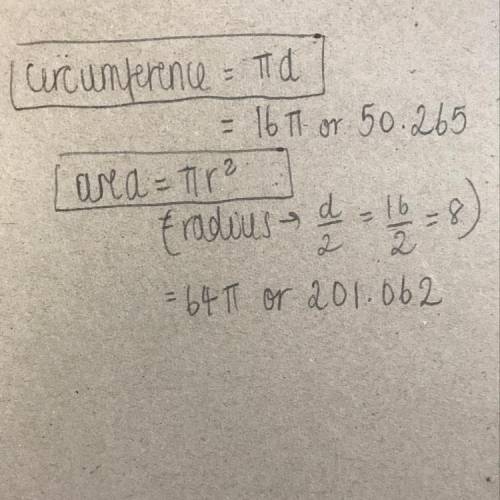 Find the circumference and area of each circle. Include the formula thank you