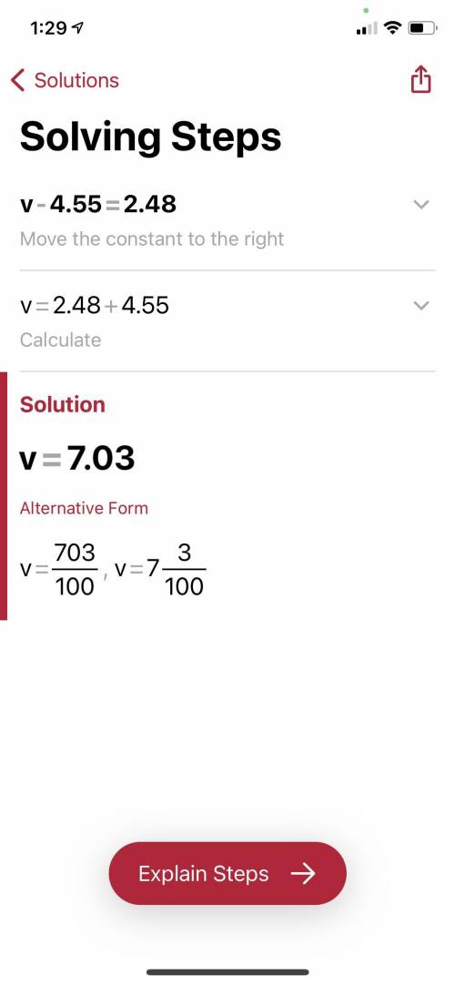 Solve for y. v-4.55 = 2.48​