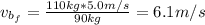 v_{b_{f}} = \frac{110 kg*5.0 m/s}{90 kg} = 6.1 m/s