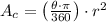 A_{c} = \left(\frac{\theta\cdot \pi}{360} \right)\cdot r^{2}