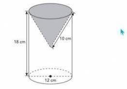 The solid below was made by cutting a cone-shaped hole out of a cylinder. The surface area of the re