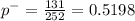 p^{-} = \frac{131}{252} = 0.5198