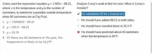 Analyze Corey’s work to find his error. What is Corey’s mistake? He substituted 80 for x instead of