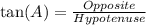 \tan(A) = \frac{Opposite}{Hypotenuse}