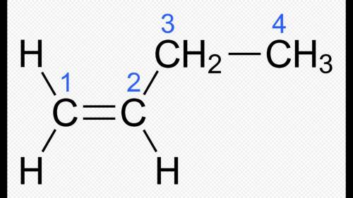 Butene would have __ carbon atoms and a __ bond