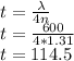 t = \frac{\lambda}{4n} \\t = \frac{600}{4*1.31}\\t = 114.5