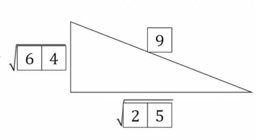 Drag and drop the numbers 1 - 9 into the empty

boxes to the right to create a right triangle with t