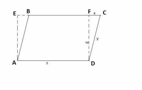 Triangle FCD is cut from parallelogram ABCD moved with left-hand side. What are the dimensions of th