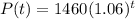 P(t) = 1460(1.06)^t