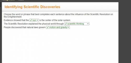 Choose the word or phrase that best completes each sentence about the influence of the Scientific Re