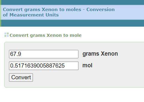 How many moles of XeO2 are in 67.9 grams