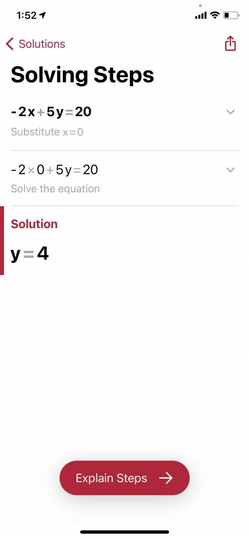 -2x+5y=20 solve for y​