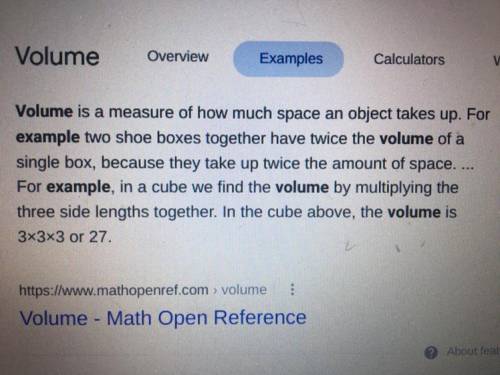 Which is an example of volume?