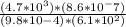 \frac{(4.7*10^3)*(8.6*10^-7)}{(9.8*10&-4)*(6.1*10^2)}