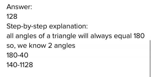 Two angels of a triangle measure 12 and40 what is the measure of the the third angle