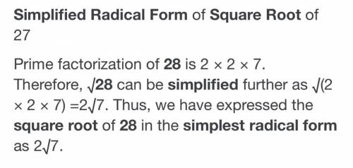 Write ✓ –28 in simplest radical form.