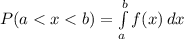 P(a < x < b) = \int\limits^b_a {f(x)} \, dx