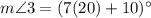m\angle 3=(7(20)+10)^\circ