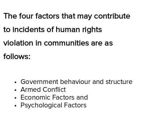 Factors that contribute to incidence of human rights violations in communities​