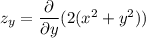 z_y = \dfrac{\partial }{\partial y }(2(x^2 +y^2))