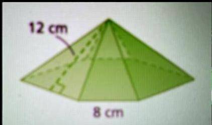 Find the surface area of the hexagonal pyramid.
The base area is 166.3 cm2.