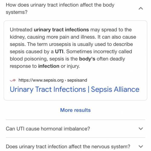 How does the urinary tract infection affect the endocrine system?