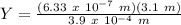 Y = \frac{(6.33\ x\ 10^{-7}\ m)(3.1\ m)}{3.9\ x\ 10^{-4}\ m}