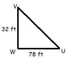 In ΔUVW, the measure of ∠W=90°, VW = 32 feet, and WU = 78 feet. Find the measure of ∠V to the neares