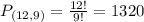 P_{(12,9)} = \frac{12!}{9!} = 1320
