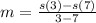 m = \frac{s(3) - s(7)}{3 - 7}