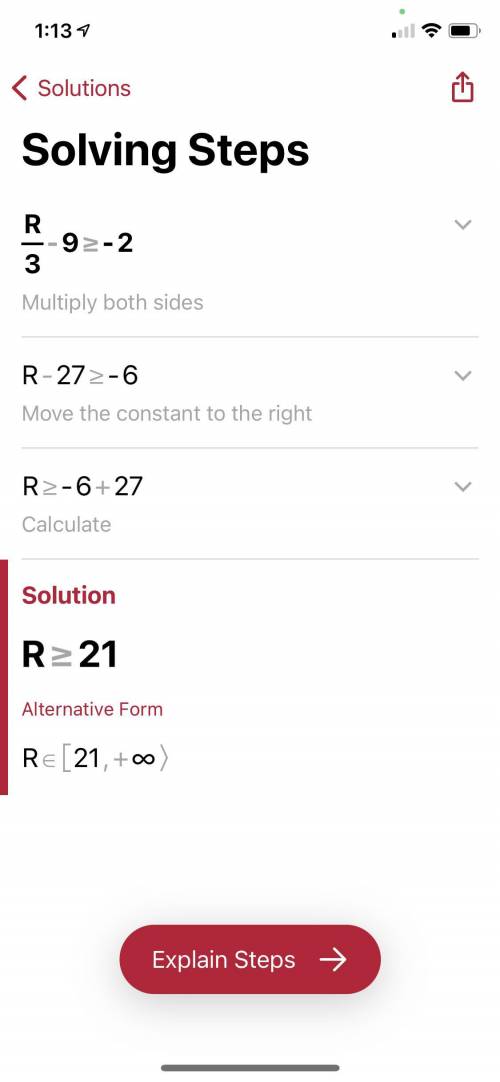 R/3 - 9 ≥ - 2 
Does anyone know this