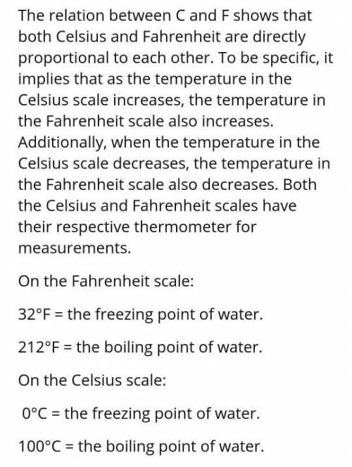 Show the relation between degree Celsius and degree fahrenheit??​
