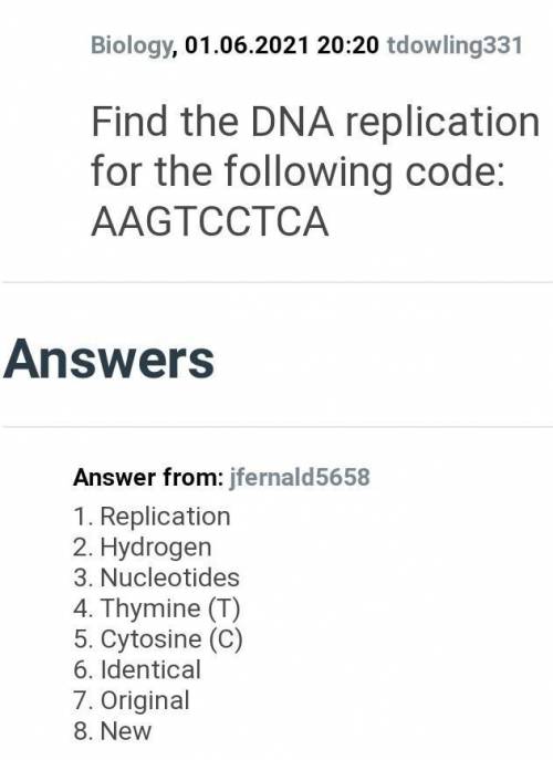 Find the DNA replication for the following code: AAGTCCTCA