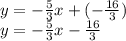 y=-\frac{5}{3}x+(-\frac{16}{3})\\y=-\frac{5}{3}x-\frac{16}{3}