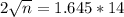 2\sqrt{n} = 1.645*14