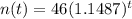 n(t) = 46(1.1487)^t