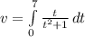 v = \int\limits^7_0 {\frac{t}{t^2 + 1}} \, dt