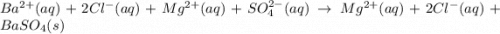 Ba^{2+}(aq)+2Cl^-(aq)+Mg^{2+}(aq)+SO_4^{2-}(aq)\rightarrow Mg^{2+}(aq)+2Cl^-(aq)+BaSO_4(s)