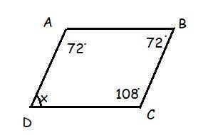 If you are given a parallelogram with the top right and left corners each measuring 72* and the bott