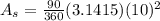A_s=\frac{90}{360}(3.1415)(10)^2