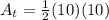 A_t=\frac{1}{2}(10)(10)