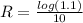R=\frac{log(1.1)}{10}